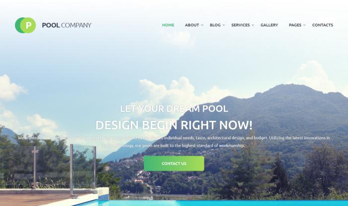泳池設(shè)計建造與維護(hù)解決方案網(wǎng)站模板