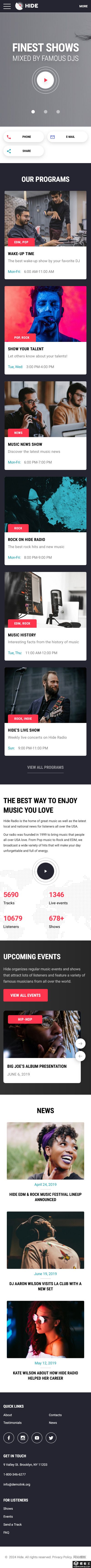 音乐电台网站模板-手机预览