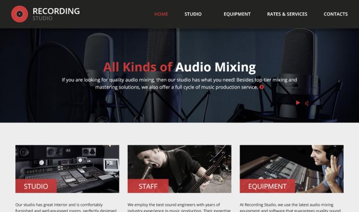 顶级录音制作工作室网站模板