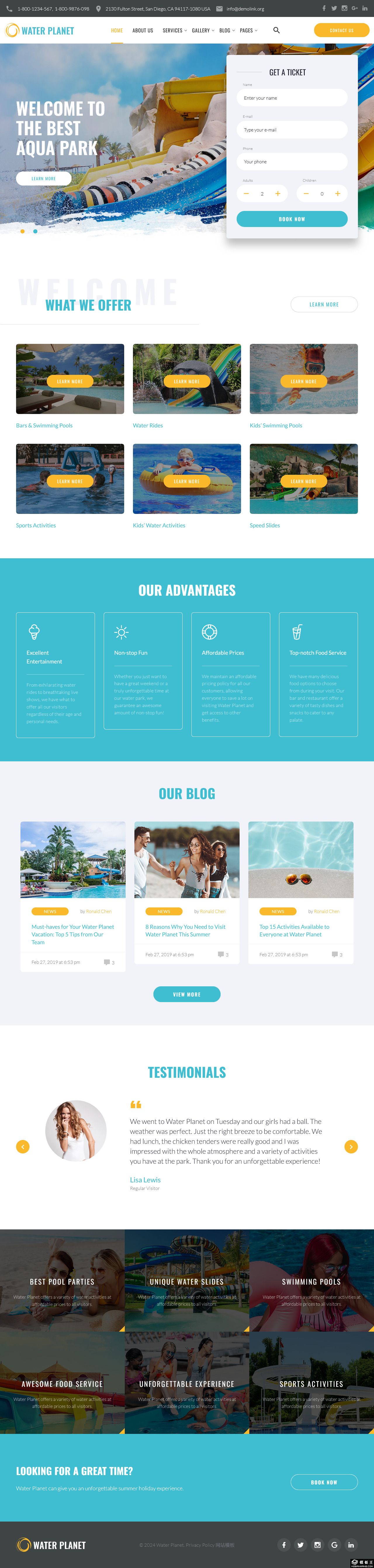 水上乐园网站模板-PC预览