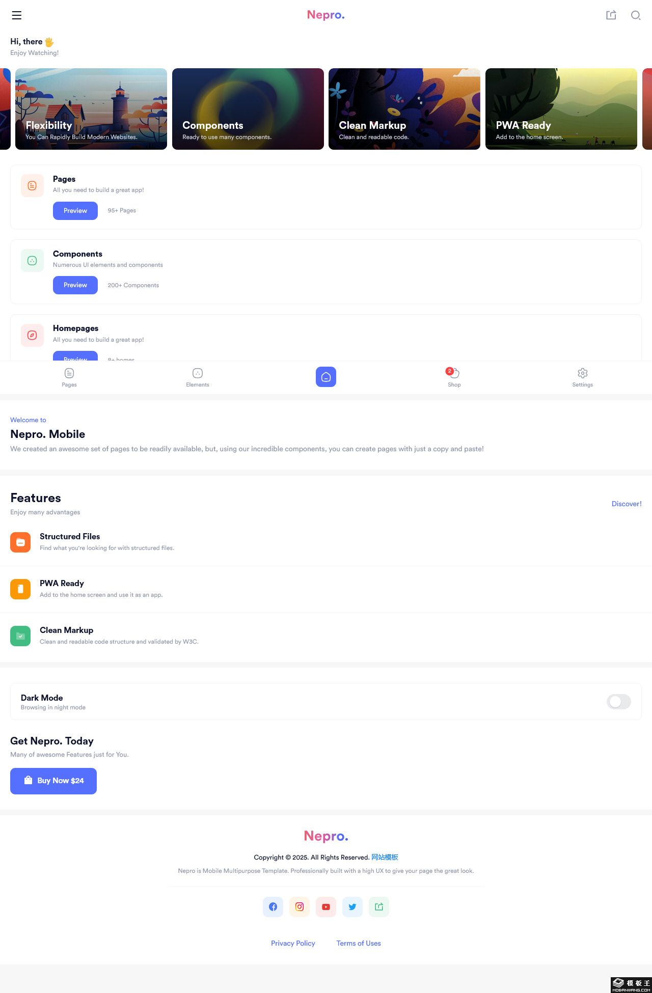 多功能移动APP网站模板-PC预览