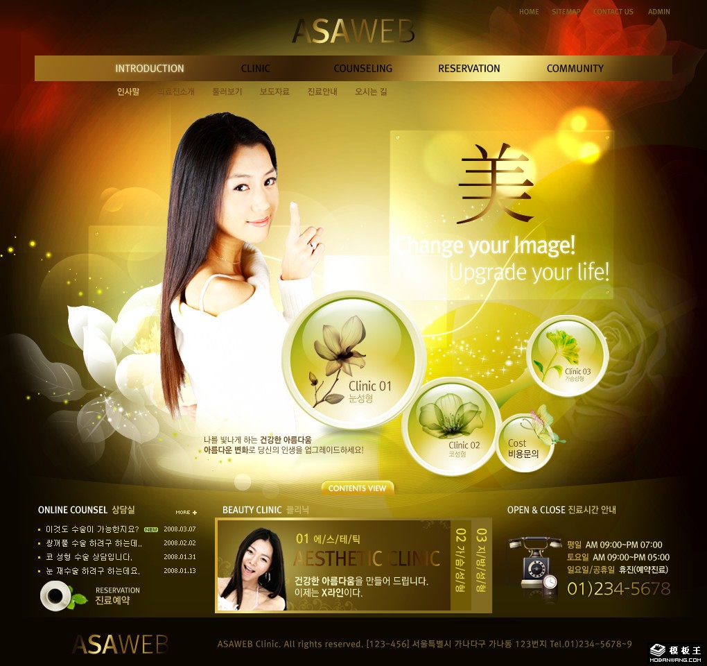 金色健康美容网页模板-PC预览
