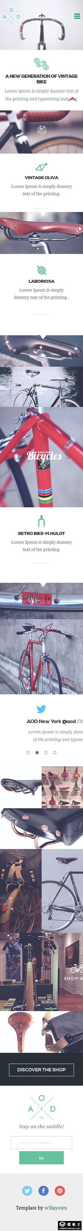 自行車產(chǎn)品介紹網(wǎng)頁模板-手機預覽