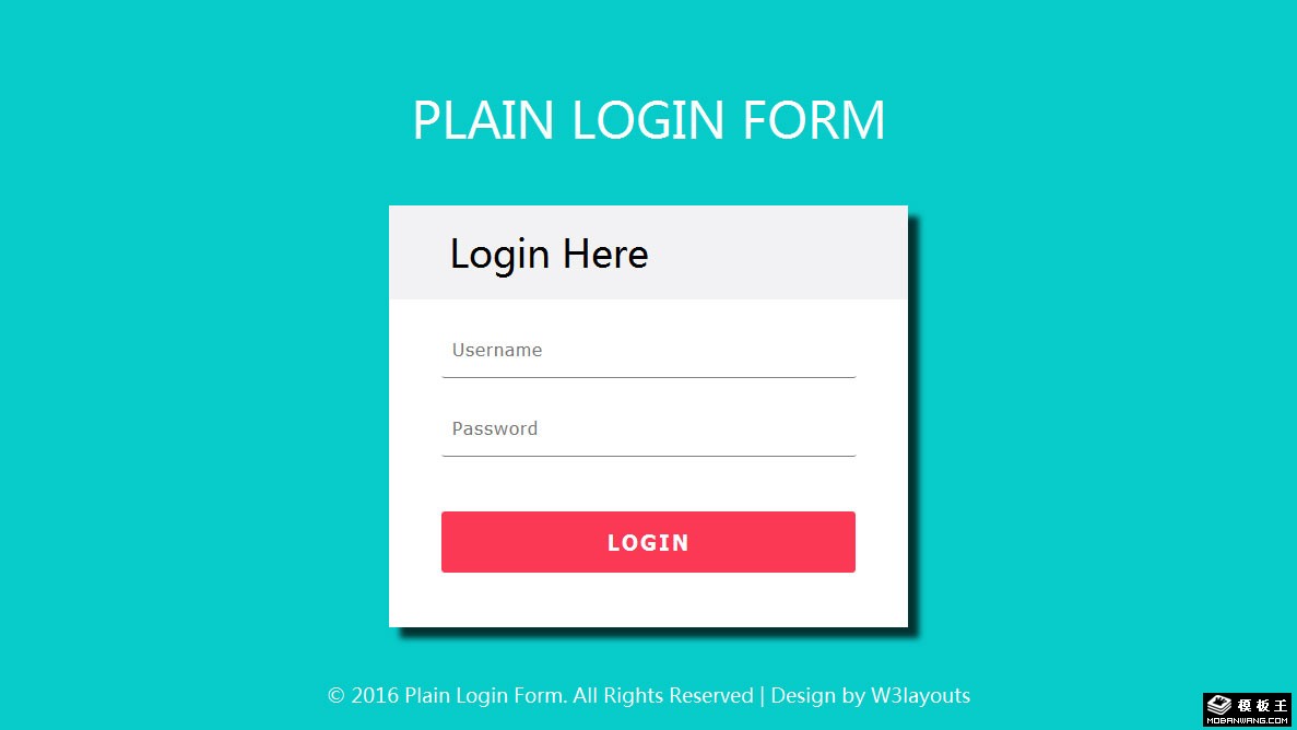 简洁登录框响应式网页模板-PC预览