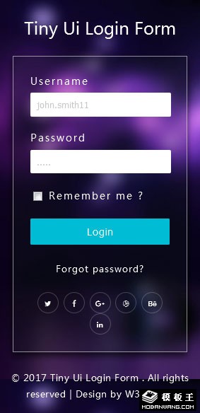 璀璨登录框网页模板-手机预览