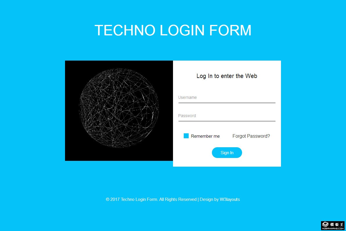 技术登录框响应式网页模板-PC预览