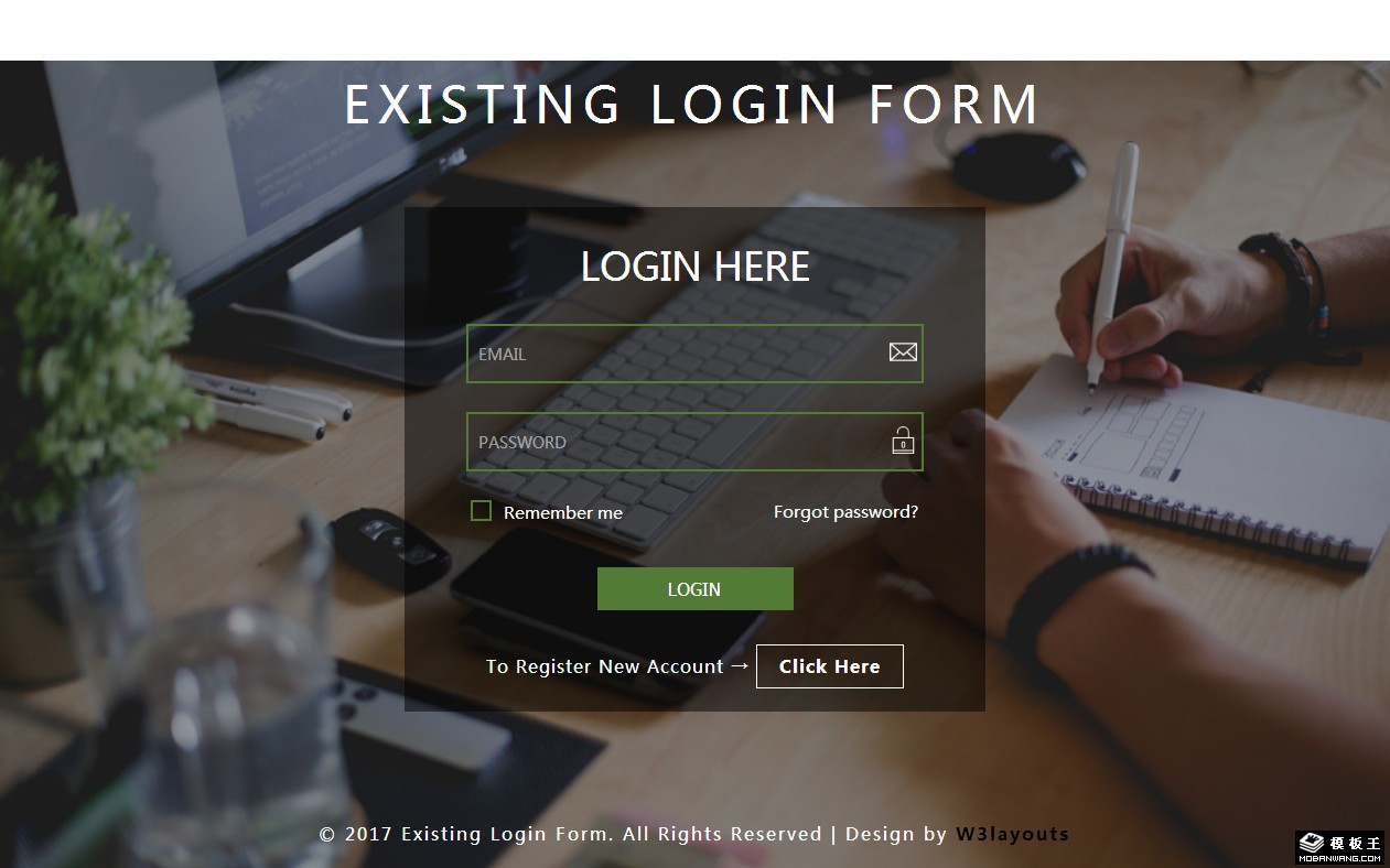 企业办公登录框响应式网页模板-PC预览