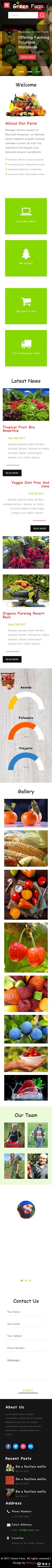 绿色果蔬农场产品展示响应式网页模板-手机预览
