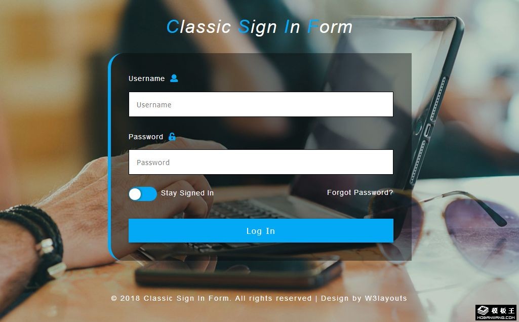 经典用户登录框网页模板-PC预览