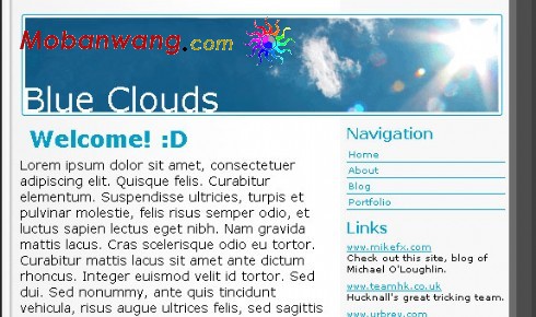 蓝色天空BLOG网页模板(xhtml)