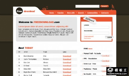 免费音乐下载网页模板