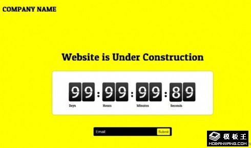 黄色网站建设中倒计时网页模板