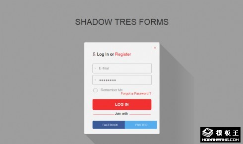 注册登录框阴影效果网页模板