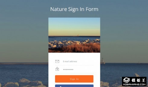 自然风景登录表单响应式网页模板