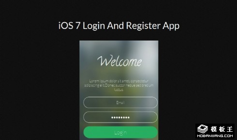 iOS扁平风格注册登录框响应式网页模板