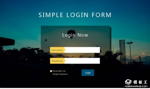 黄昏登录框网页模板