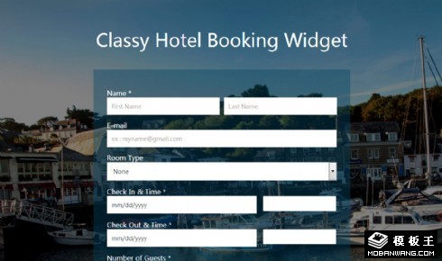 透明酒店预订表单响应式网页模板