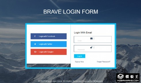 雪山登录表单响应式网页模板