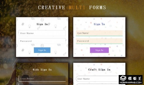 多种创意登录注册表单响应式网页模板