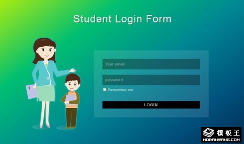 藍綠漸變學(xué)生登錄表單網(wǎng)頁模板