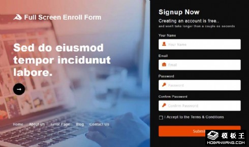 满屏登记注册表单响应式网页模板